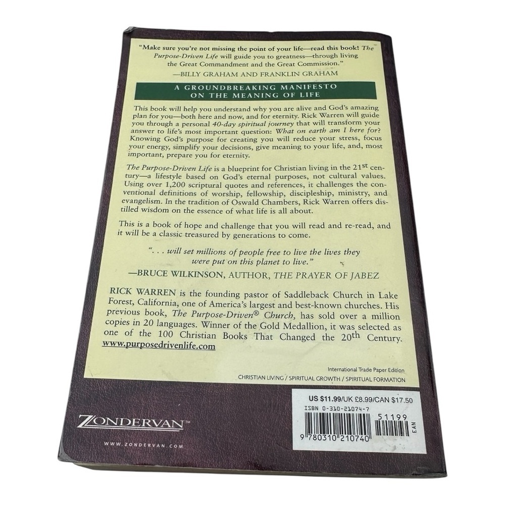 Purpose Driven Life Rick Warren Paperback - Picture 9 of 10